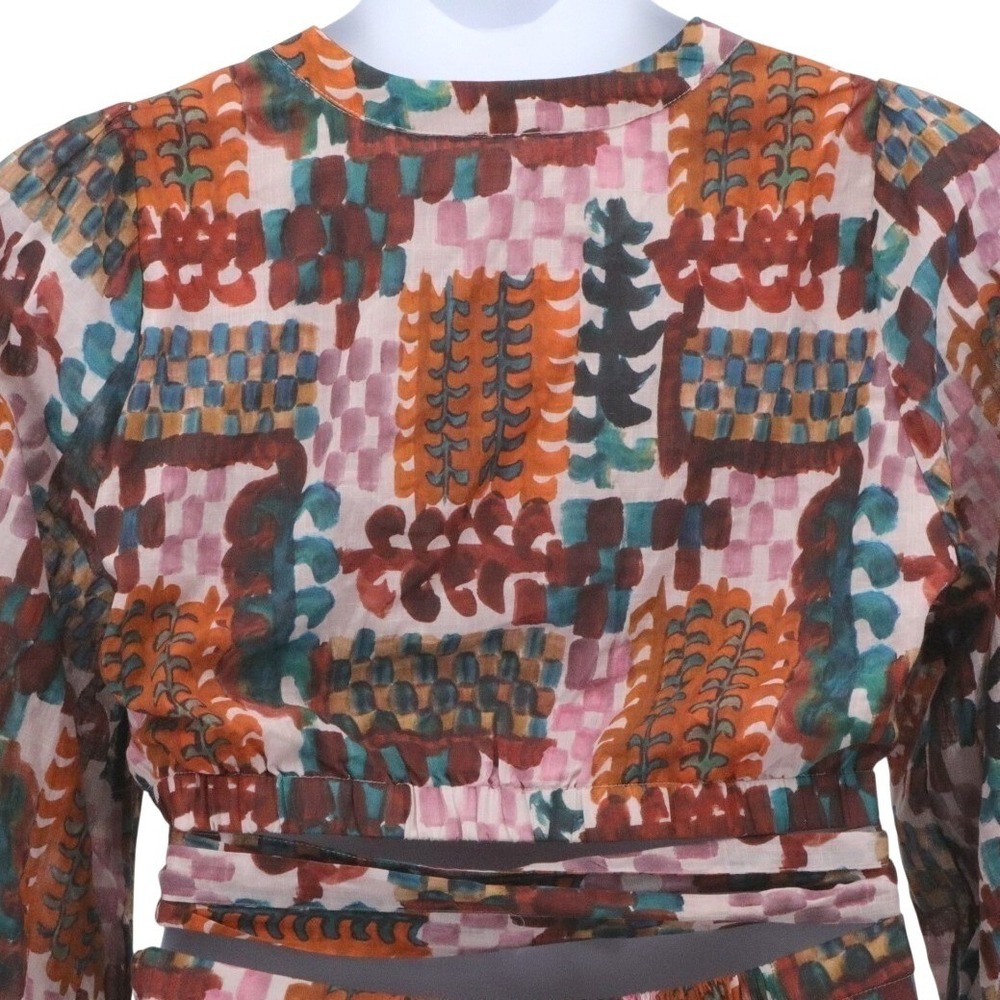 Anthropologie Multicolor Print Wrap Top Midi Skirt Set Long Sleeve Size 22W - Picture 6 of 10